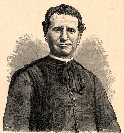 Bosco Szent János vagy Don Bosco (Giovanni Melchior Bosco) portréja (1815-1888) 19. század (metszet) alkotó: Anonymous Anonymous
