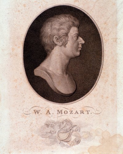 Wolfgang Amadeus Mozart portréja (metszet) alkotó: Anonymous Anonymous