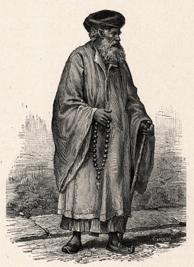 Egy katolikus kopt portréja az egyiptomi Zifte-ből. Louis-Eugene (Louis Eugene) Louvet „Katholikus missziók a XIX. században” című metszetébe. magángyűjtemény. alkotó: Anonymous Anonymous