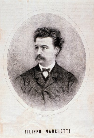 Filippo Marchetti (1831-1902) olasz zeneszerző portréja, metszet. 19. század. Milánói magángyűjtemény alkotó: Anonymous Anonymous