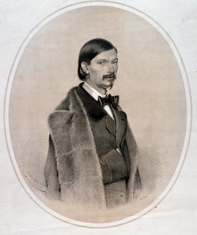 Giovanni Bottesini olasz karmester, nagybőgő-zenész és zeneszerző portréja (1858-as rajz) alkotó: Anonymous Anonymous