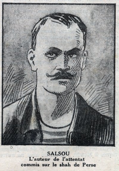 Az anarchista Francois Salsou portréja, aki augusztus 2-án Párizsban megtámadta Muzaffar ad Din perzsa sahját (Muzaffar ad Din). alkotó: Anonymous Anonymous