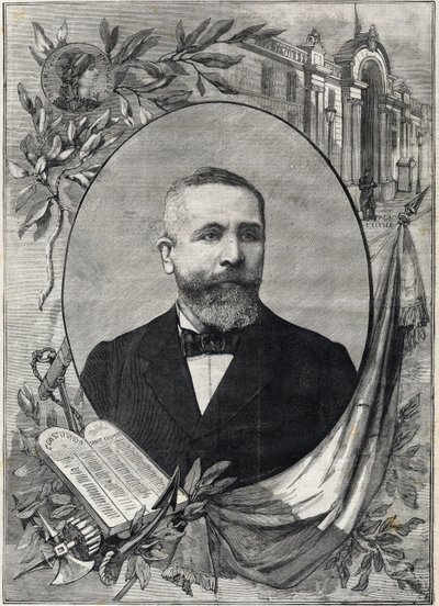 Az 1899. február 18-án megválasztott új francia elnök, Emile Loubet (1838-1929) portréja. Metszet. A kis párizsiban alkotó: Anonymous Anonymous