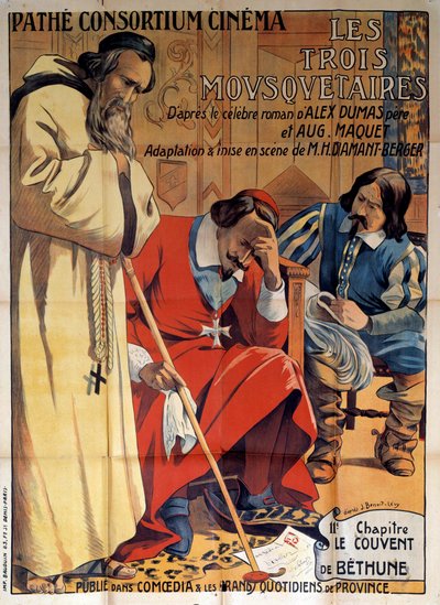 A „Bethune kolostor” című darab plakátja, Alexandre Dumas „A három testőr” című fejezetéből adaptálva 1920-ban a Pathe Consortium moziban, magángyűjtemény - A Pathe Constrtium mozi „” Bethune kolostora” című darabjának plakátja ” adaptált fr alkotó: Anonymous Anonymous