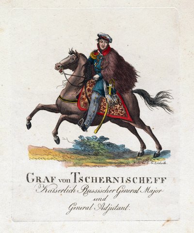 Alekszandr Ivanovics Csernyicsev herceg vagy Csernyicsov vagy Csernyicsev - Alekszandr Ivanovics Csernyishov gróf portréja (1786-1857) - Névtelen - 1813 - Aquatint - 25,6x22 - Magángyűjtemény alkotó: Anonymous Anonymous