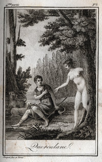 QUERCULANES, nimfák, csatornavédők. Metszet 1819-ből Charles Albert Demoustier (1760-1801) „Lettres a Emilie sur la mythologie” című művében. Magángyűjtemény. alkotó: Anonymous Anonymous
