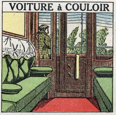 Vasutak: folyosó kocsi. 1925 névtelen illusztrációja. Magángyűjtemény. alkotó: Anonymous Anonymous