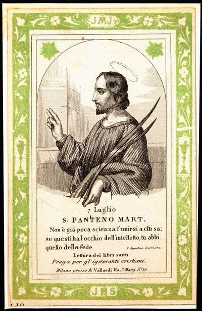 Alexandriai Szent Panthen ábrázolása Jámbor kép. Képeslap. 20. század eleje. Magángyűjtemény alkotó: Anonymous Anonymous