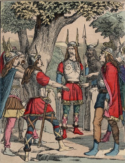 Vercingetorix (kb. i. e. 80-kb. 46) harcos és az arvernesi törzs gall vezérének ábrázolása, amelyet népe választott a rómaiak elleni háború vezetésére” (Vercingetorix portréja (Kr. e. 82-Kr. e. 46) az arverni törzs főnöke, népe választotta vezetésre alkotó: Anonymous Anonymous