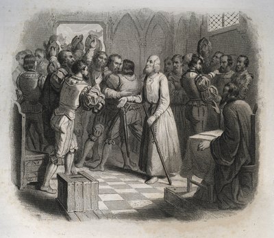 Flue-i Szent Miklós (Nicholas) vagy Klaus testvér (1417-1487), egy svájci remete, aki kibékíti a polgárháborút kirobbantó svájci konföderációit. Metszet 1846-ból „A szentek élete” c. Magángyűjtemény. alkotó: Anonymous Anonymous