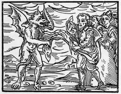 A Sátán megfosztotta ruhájukat a varázslóktól – „Compendium Maleficarum”, Francesco Maria Guazzo vagy Guaccio vagy Guaccius (15? -16??) témái a boszorkányokról, gonoszságukról és válogatásukról. 1608 Magángyűjtemény alkotó: Anonymous Anonymous