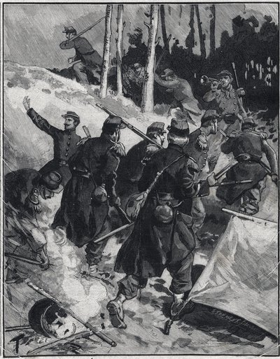 Emile Zola (1840-1902) „The Debacle” című regényének jelenete. Metszet a „” Le petit parisien””-ben, 1892.02.28. Magángyűjtemény alkotó: Anonymous Anonymous