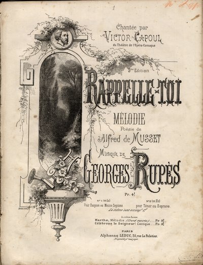 Georges Rupes „” Remember-se”” dallam kottája Aldre de Musset költészete után. Magángyűjtemény. alkotó: Anonymous Anonymous