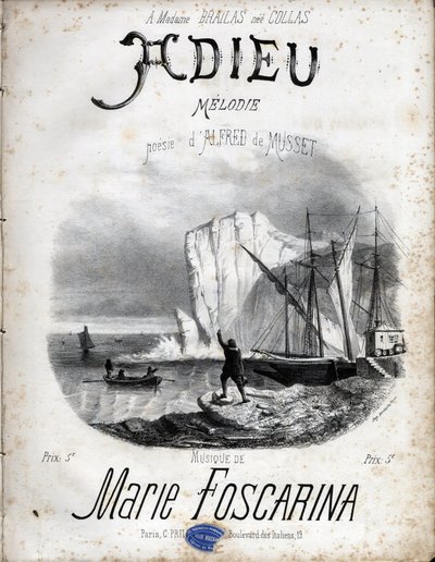 Marie Foscarina „Búcsú” című dallamának kotta Alfred de Musset költészete nyomán.Magángyűjtemény. alkotó: Anonymous Anonymous