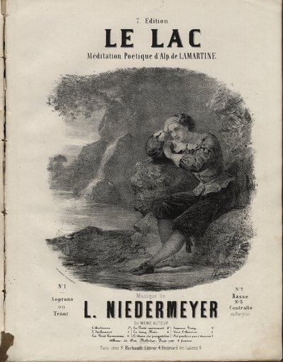 Kotta a következőhöz: "" Le Lac "" Meditation Poetique, szerző: Alphonse de Lamartine, zene: Abraham, Louis Niedermeyer Magángyűjtemény. alkotó: Anonymous Anonymous