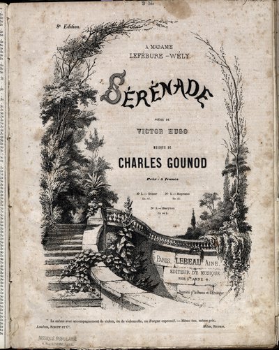 Kotta a „” SERENADE”” című vershez, Victor HUGO, zenéje Charles Gounod. alkotó: Anonymous Anonymous