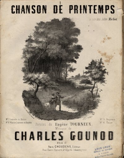 Kotta a „” chanson de printemps”” szövegéhez: Eugene TOURNEUX, zene: charles GOUNOD. Magángyűjtemény. alkotó: Anonymous Anonymous