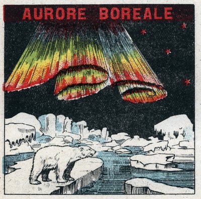 Földi mágnesesség: aurora boreale a sarkvidéken mágneses vihar miatt. Névtelen illusztráció 1925-ből. Magángyűjtemény. alkotó: Anonymous Anonymous