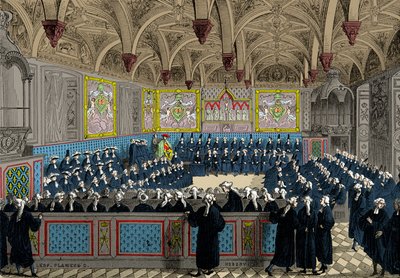 Az 1787-es Országgyűlés XVI. Lajos király jelenlétében, Metszet, Magángyűjtemény alkotó: Anonymous Anonymous