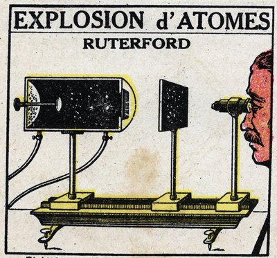 Ernest Rutherford (1871-1937) Az atom és a tudomány: Az atomok robbanása. Névtelen illusztráció 1925-ből. Magángyűjtemény. alkotó: Anonymous Anonymous