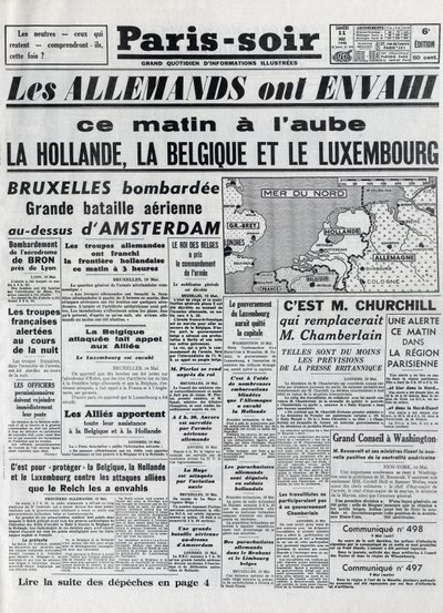 A belga csata vagy a belga hadjárat - 18 napos hadjárat - német csapatok megszállása Belgiumba a második világháború alatt - PÁRIS EVIOR 1940. 11. 05. - NÉMETEK HOLLANDIAT - BELGIUM ÉS LUXEMBURG - alkotó: Anonymous Anonymous
