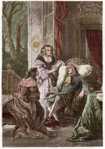 Francois de La Rochefoucauld herceg (1613-1680), Madame de Sevigne marquise (1626-1696) és de La Fayette grófnő (1634-1693), francia írók - Hildebrand metszet P. Philippoteaux nyomán - (Francois herceg) Rochefoucauld (1613-1680), Marc alkotó: Anonymous Anonymous