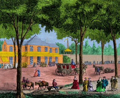 A párizsi Boulevard du Temple török kávézója 1780-ban, metszet, magángyűjtemény alkotó: Anonymous Anonymous