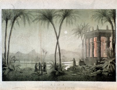 A Nílus partja. Illusztráció az Aida III. felvonásához, Giuseppe Verdi operája alkotó: Anonymous Anonymous
