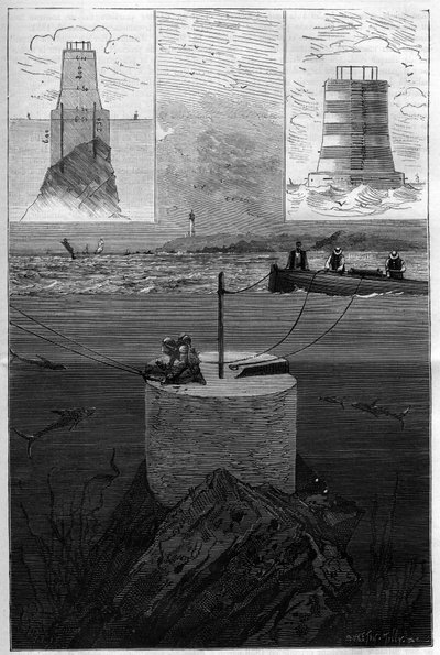 A Lavezzi világítótorony: A Lavezzi-szigetek Tower Beacon építése a detroit szintjén, amely elválasztja Korzikát Szardíniától a Földközi-tengeren, amelyet 1874-ben épített a Nemzeti Haditengerészet a Semillante elsüllyedése után 1. alkotó: Anonymous Anonymous