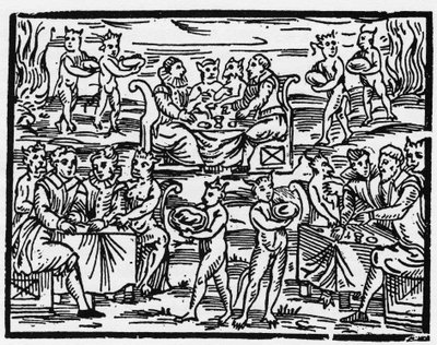 A boszorkányok vacsorája szombaton – „Compendium Maleficarum”, a boszorkányokkal, gonoszságukkal és válogatásukkal foglalkozik Francesco Maria Guazzo vagy Guaccio vagy Guaccius (15? -16??) 1608 Magángyűjtemény alkotó: Anonymous Anonymous