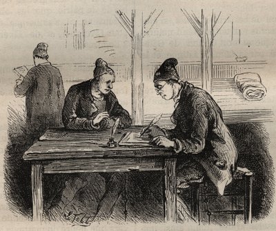A Toulon Bagne közírója a XIX. Pierre Zaccone (1817-1895) (Colonia Penale - Büntetőtelep) metszet az „Elítéltek története a megalkotásuktól napjainkig” című könyvébe (1877). Magángyűjtemény. alkotó: Anonymous Anonymous