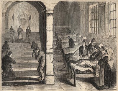 A viatika a touloni börtönben a XIX. Pierre Zaccone (1817-1895) (Colonia Penale - Büntetőtelep) metszet az „Elítéltek története a megalkotásuktól napjainkig” (1877). Magángyűjtemény. alkotó: Anonymous Anonymous