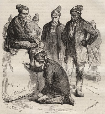 A 19. századi Brest Bagne galériáinak típusai. Pierre Zaccone (1817-1895) (Colonia Penale - Büntetőtelep) metszet az „Elítéltek története a megalkotásuktól napjainkig” című könyvébe (1877). Magángyűjtemény. alkotó: Anonymous Anonymous