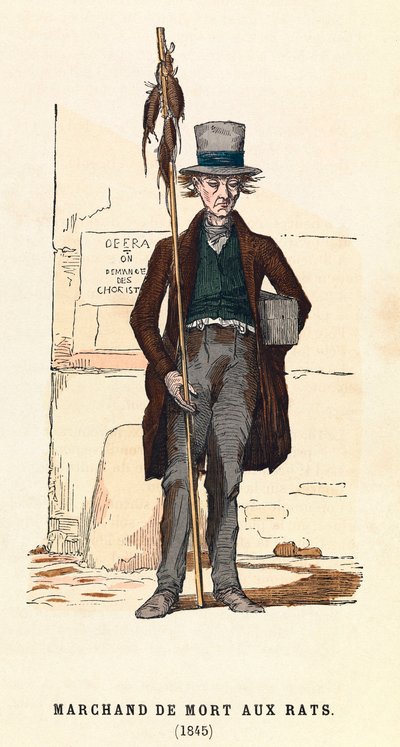 Patkányméregárus 1845-ben Párizsban, metszet, magángyűjtemény - Rat Poison Seller at Paris alkotó: Anonymous Anonymous