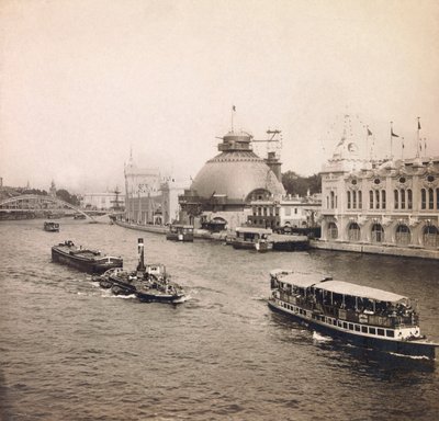 1900-as egyetemes kiállítás – Universelle de 1900 Párizsban: Panorámás kilátás a Szajnára, Bal part – magángyűjtemény alkotó: Anonymous Anonymous