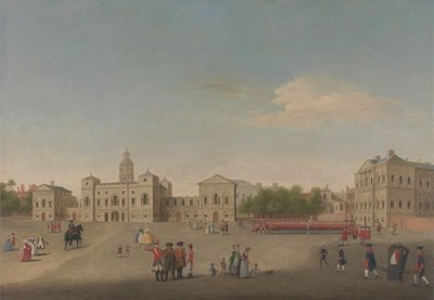 A Horse Guards és a Whitehall kilátása, 1750 körül (olaj, vászon) alkotó: Anonymous Anonymous