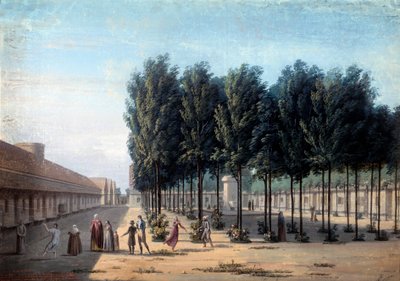 Kilátás a Paisibles udvarára a Bicetre-i hospice-ban Elmebetegek sétája a Kórházban 1824-ben. Anonymous gouache. Párizs, Musee Carnavalet alkotó: Anonymous Anonymous