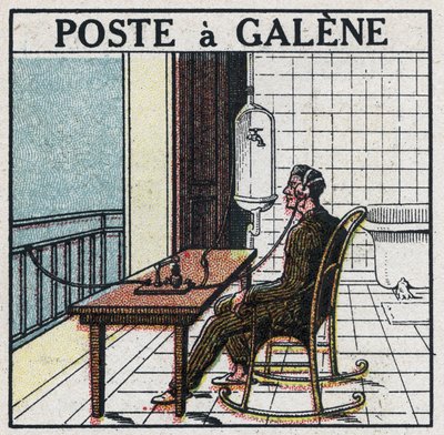 Vezeték nélküli telefonálás: galén színű rádiókészülék. 1925 névtelen illusztrációja. Magángyűjtemény. alkotó: Anonymous Anonymous
