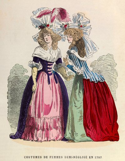 Női viseletek fél - neglige 1787-ben - magángyűjtemény alkotó: Anonymous Anonymous