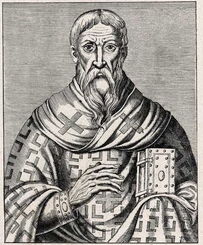 Areopagita Dionüsziosz portréja - Areopagita Szent Dénes portréja (1. század), görög eveque - Metszet Thevet „A jeles férfiak élete” című illusztrációja után - Louis-Eugene „Les Missions Catholiques au XIXeme Siecle” című könyvében (Loui alkotó: Anonymous Anonymous