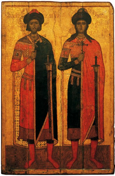 Szentek Borisz és Gleb, a 14. század közepe. alkotó: Anonymous Russian icon painter