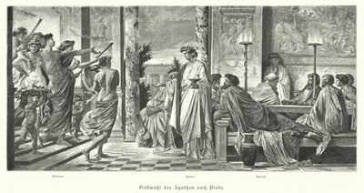 Agathon és Platón bankettje, Ókori Görögország (metszet) alkotó: Anselm Feuerbach