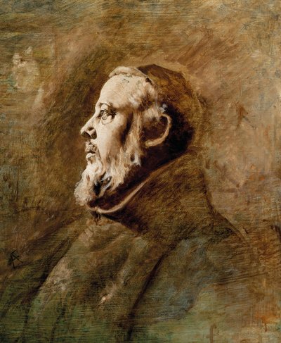 Egy szerzetes mellszobrai portréja profilban (olaj, vászon) alkotó: Anselm Feuerbach