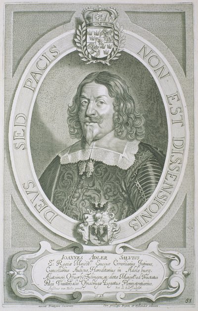 Johann Adler Salvius (1590-1652) a „Kitűnő férfiak portréiból”, Petrus de Iode metszete, 1706-ban megjelent alkotó: Anselmus van Hulle
