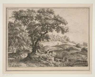 The Edge of the Woods with Village on the Heights alkotó: Anthonie Waterloo