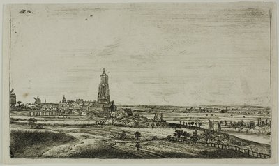 Kilátás egy holland városra (Rhenan) alkotó: Anthonie Waterloo