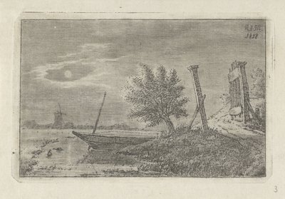 Táj csónakkal és nyitott kapuval alkotó: Anthonie Willem Hendrik Nolthenius de Man