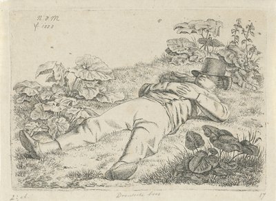 Fekvő ember a fűben Drentsche farmer (cím a tárgyon) alkotó: Anthonie Willem Hendrik Nolthenius de Man