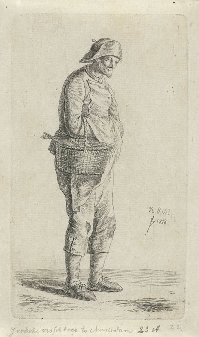 halárus Zsidó halkereskedő Amszterdamban (cím a tárgyon) 12 tanulmányfigura (sorozat címe) alkotó: Anthonie Willem Hendrik Nolthenius de Man