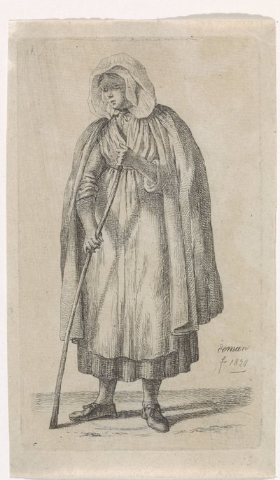 Nő egy köpenyt és egy botot alkotó: Anthonie Willem Hendrik Nolthenius de Man